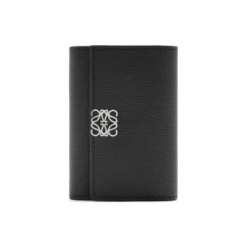 LOEWE Anagram Pebble Texture Cow Leather Wallet Small Size Women's Black
