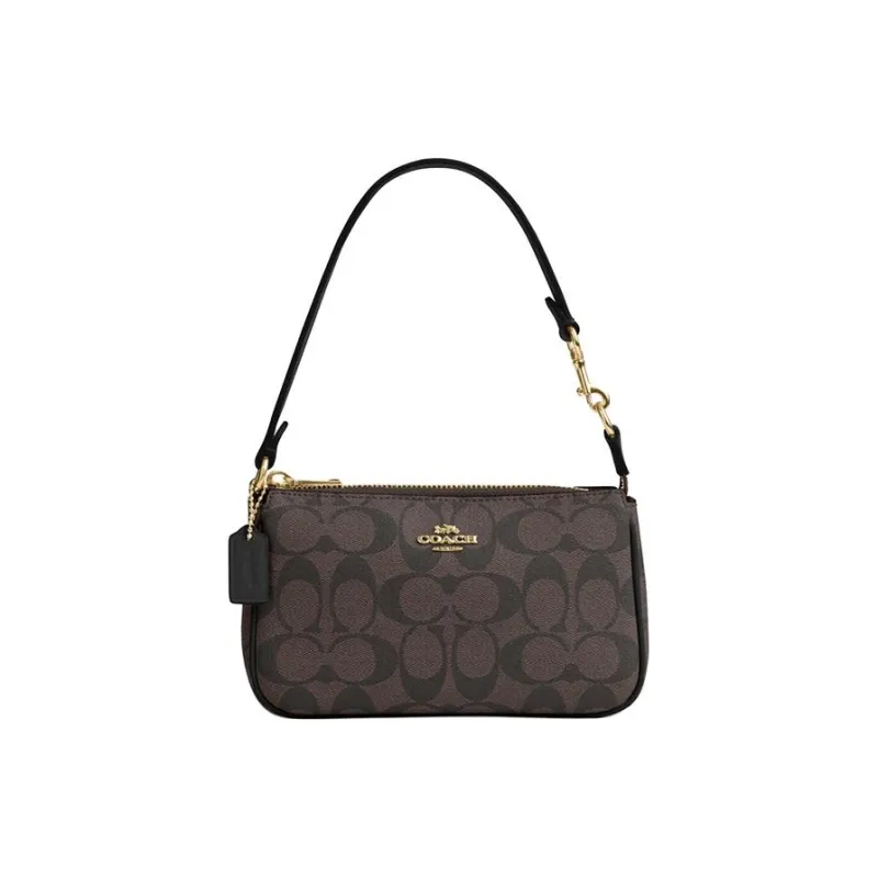 COACH Nolita PVC With Skin Shoulder Bag, Pochette, Handheld Handbag, Shoulder Bag Women's Brown-0