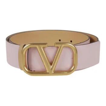Valentino Logo Identification Leather Belts Women's Pink Width: 4CM