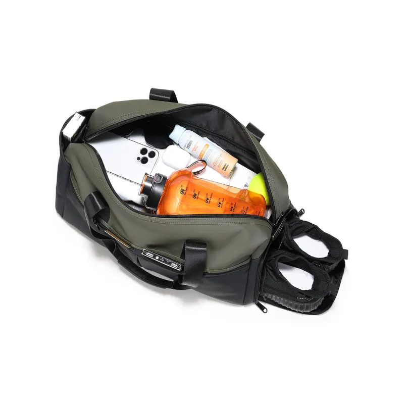 Fillove Fabric Shoulder Bag Crossbody Bag Travel Bag Regular Men's Black & Green-3