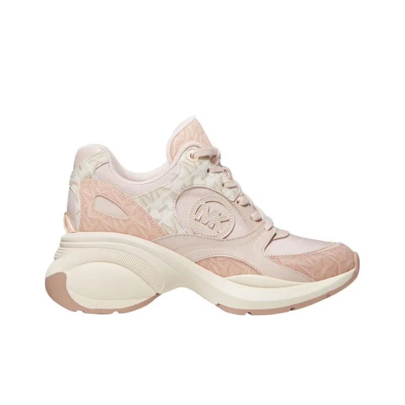 Michael Kors Zuma Gold-tone Logo-plaque Leather Sneakers-1