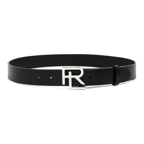 Polo Ralph Lauren Label Emblem Decoration Plate Smooth Buckle Leather Belts Men's Black Width: 3cm