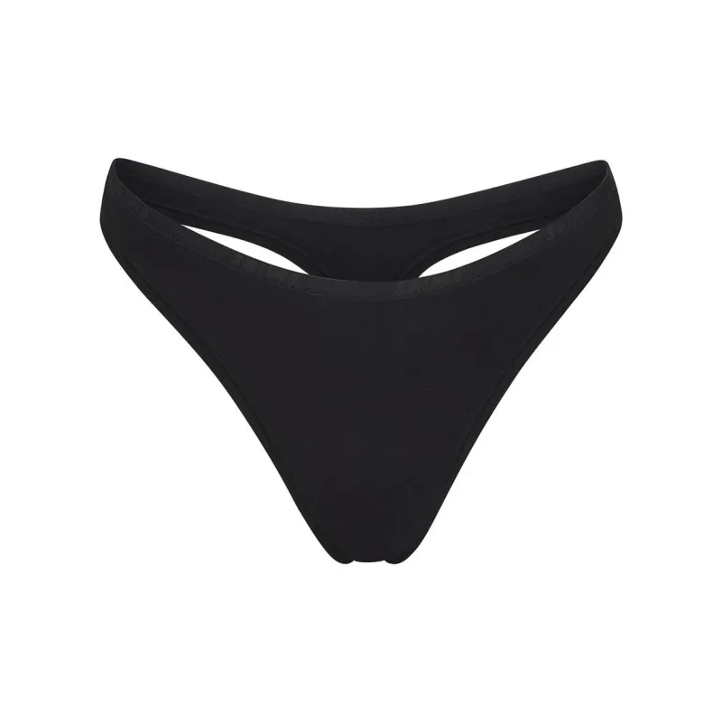 SKIMS COTTON Collection COTTON LOGO DIPPED THONG Underpants Women's 1 Pack SOOT/Smoke Gray-0