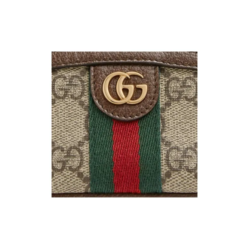 GUCCI Ophidia Canvas With Leather Key Pouch Women's Brown-5
