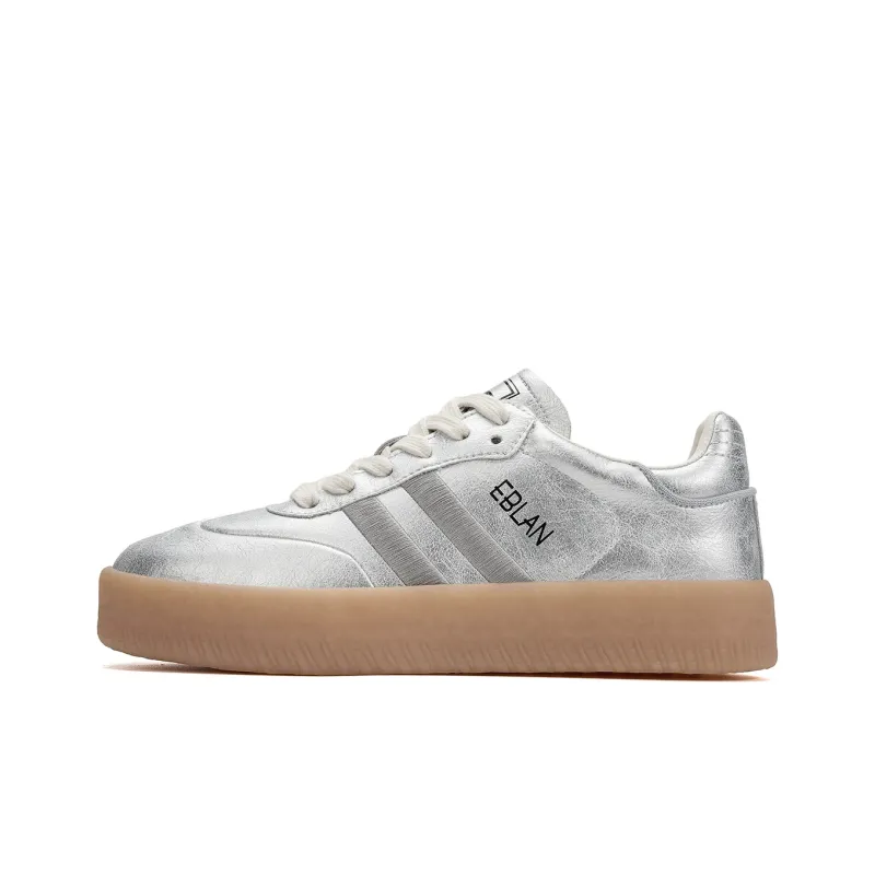 EBLAN Low Top Skateboard Shoes Women's Silver-0