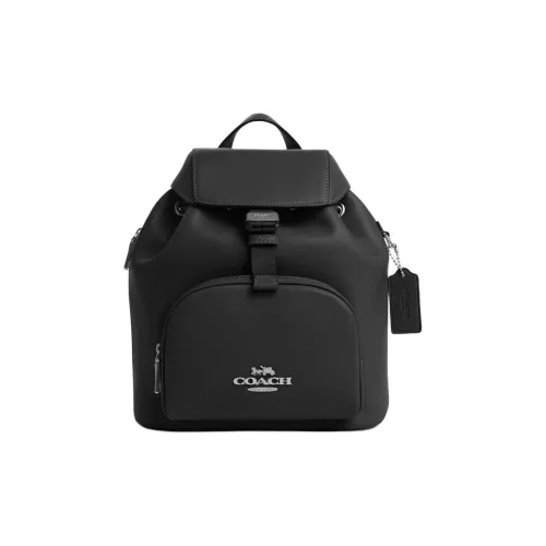 COACH Cow Gabbana Backpack Medium Size Women's Silver & Black