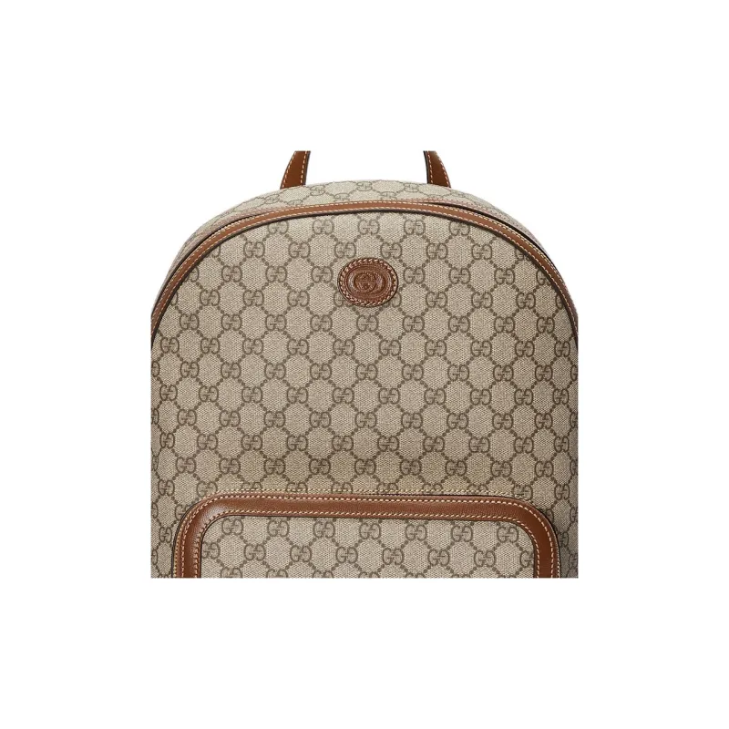 GUCCI GG Retro Series Canvas With Leather Trim Backpack Backpack Men's Beige/Ebony-7