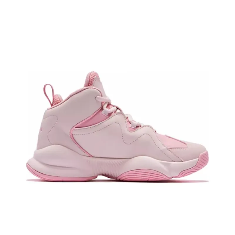 QIAODAN Cushioned Wear Resistant Breathable High Top Basketball Shoes Women's Pink-1