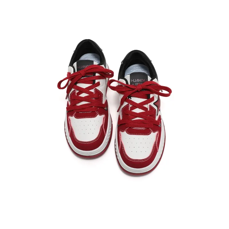 HUANQIU Wear resistant And Lightweight Low Top Skateboard Shoes Women's Burgundy-3