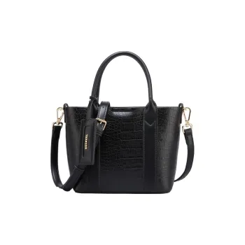 YEARCON Synthetic Leather Tote Bag, Shopping Bag, Shoulder Bag, Crossbody Bag, Handbag Small Size Women's Black