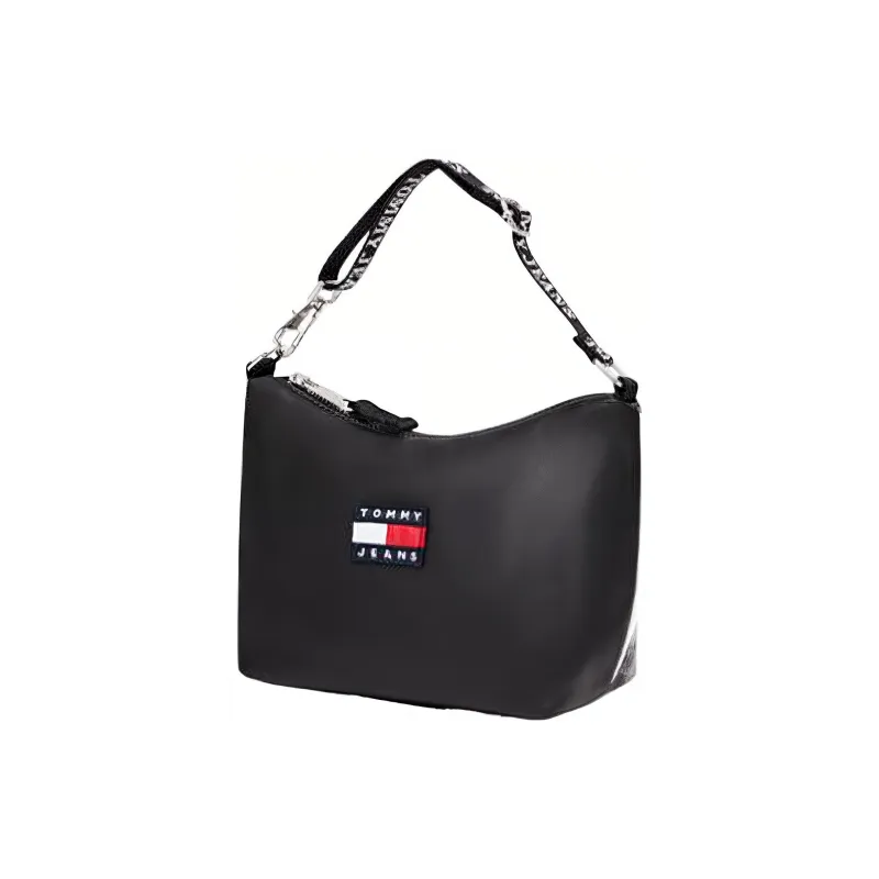 Tommy Hilfiger Leather Artificial Leather Dumpling Bag Hobo Bag Handbag Shoulder Bag Medium Size Women's Black-1
