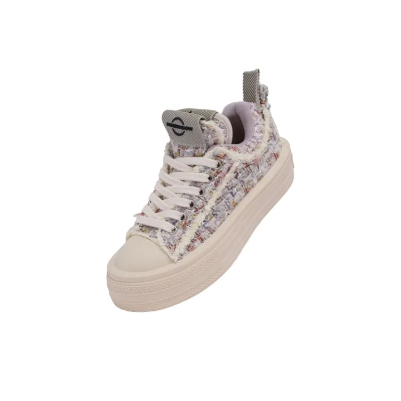 FORESHADOW 'Double Uni' 2.0 Floral Garden Lightweight Height Increasing Low Top Canvas Shoes Unisex Multicolor-1