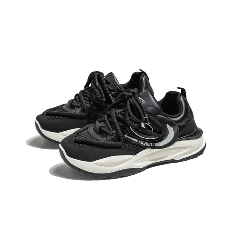 Meiretu Anti Slip Wear Resistant Mid Top Casual Shoes Men's Black-2