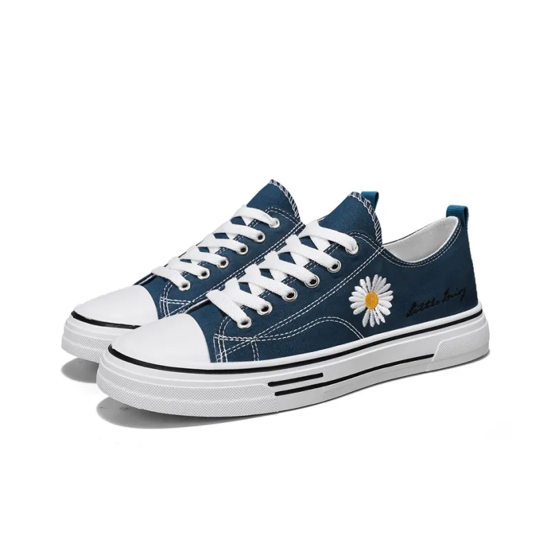 Little Daisy Small Daisy Height Increasing Wear-Resistant Breathable Slip-Resistant Low-Top Canvas Shoes Men's Black-17