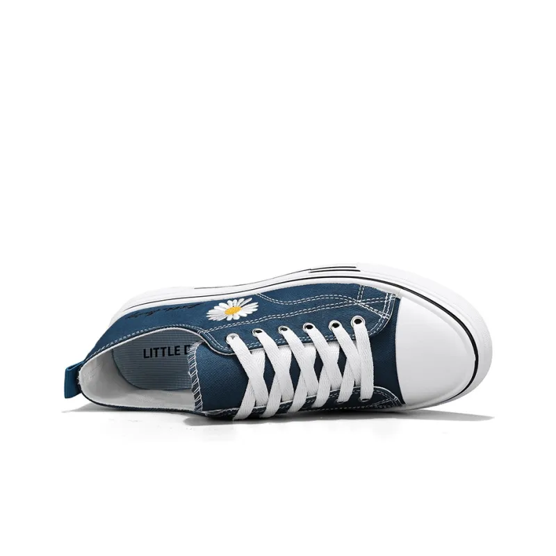 Little Daisy Small Daisy Height Increasing Wear-Resistant Breathable Slip-Resistant Low-Top Canvas Shoes Men's Black-18