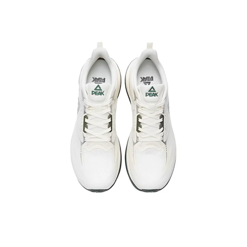 PEAK Cushioned Wear Resistant Breathable Low Top Running Shoes Men's White Green Special Shoebox Version-3