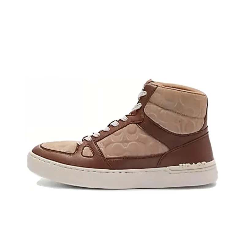 COACH High Top Skateboard Shoes Men's Brown-0