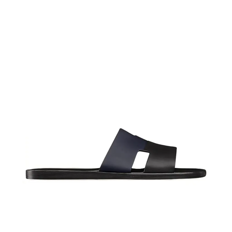 HERMES Izmir Slide Slippers Men's Black Gray Color-1
