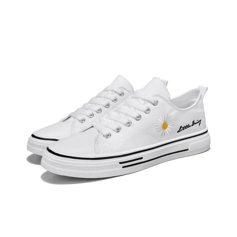 Little Daisy Small Daisy Height Increasing Wear-Resistant Breathable Slip-Resistant Low-Top Canvas Shoes Men's Black-10