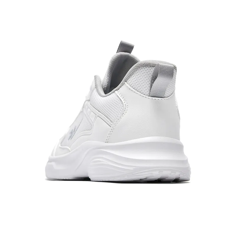 Binary Cushioning Rebound Lightweight Breathable Slip Resistant Low Top Running Shoes Men's White Gray-3