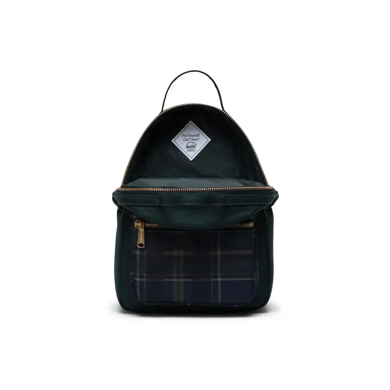Herschel Nova Series Recycled Fabric Backpack Mini Unisex Dark Green Plaid-3