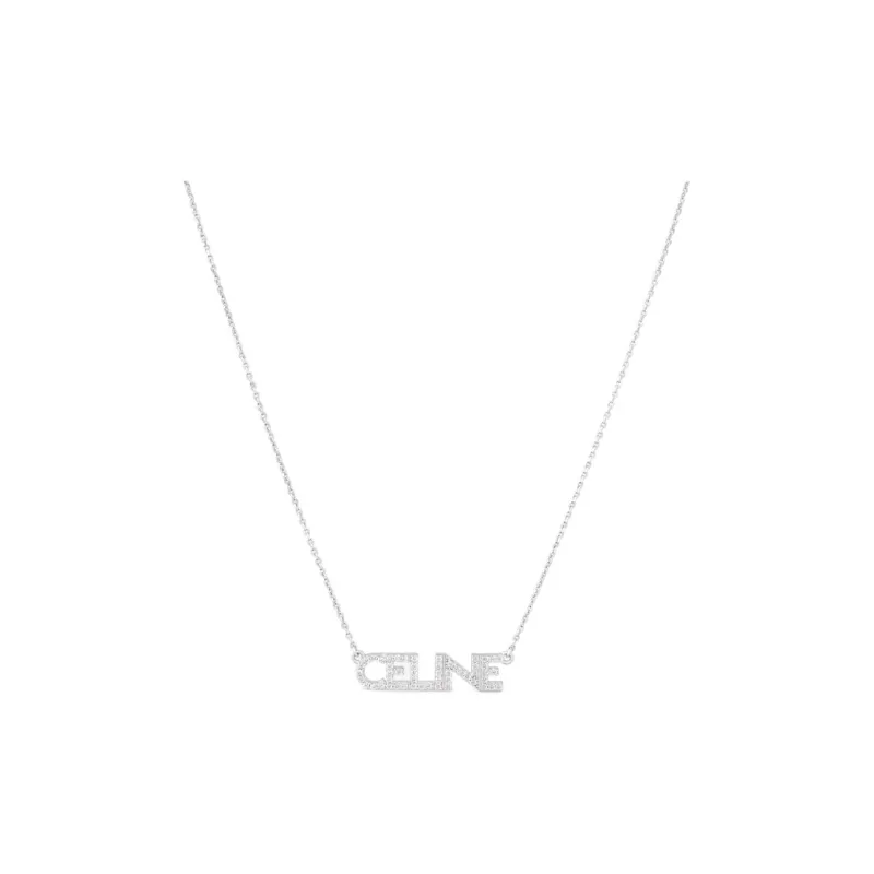 CELINE Monochroms Strass Necklace In Brass With Rhodium Finish And Crystals-0