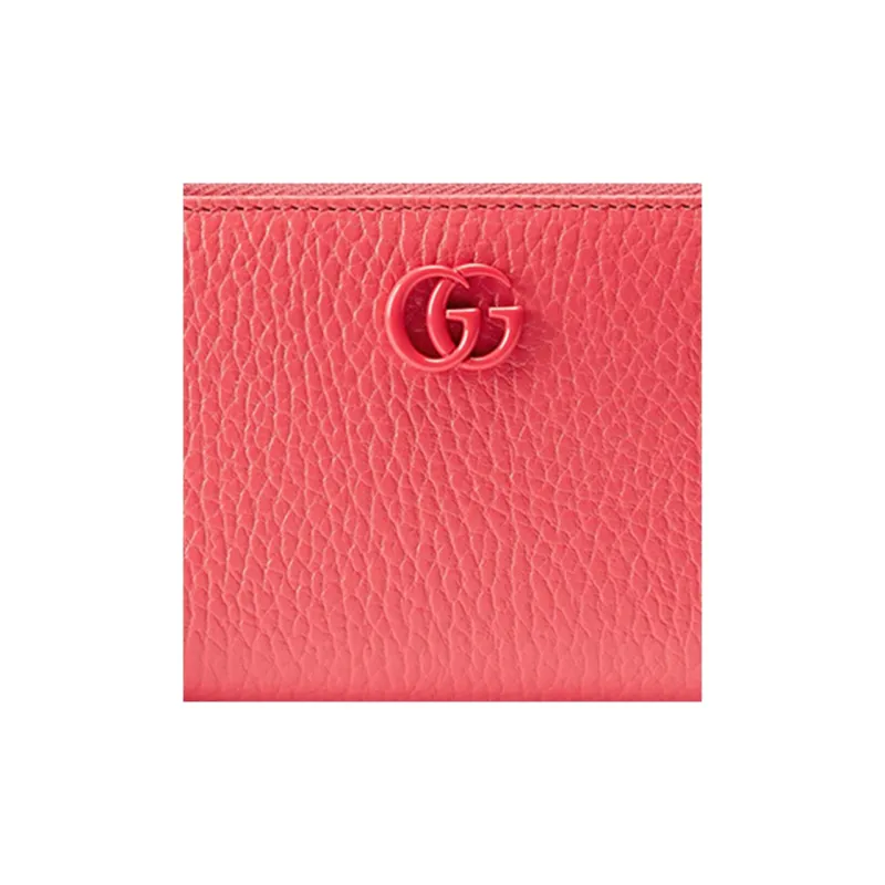 GUCCI GG Marmont Leather Card Holder Women's Coral Pink-4