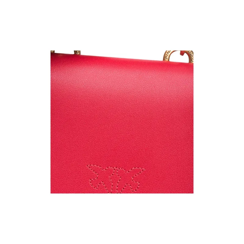 PINKO LOVE Series Soft Leather Handbag Shoulder Bag Women's Red-5