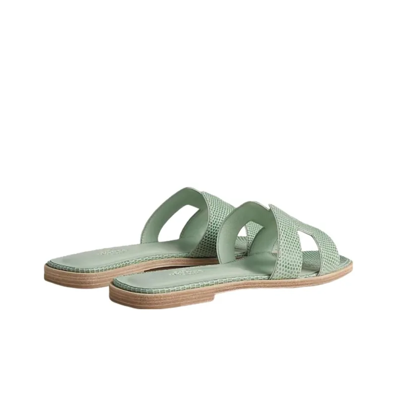 HERMES Oran Slide Slippers Women's Light Green-2