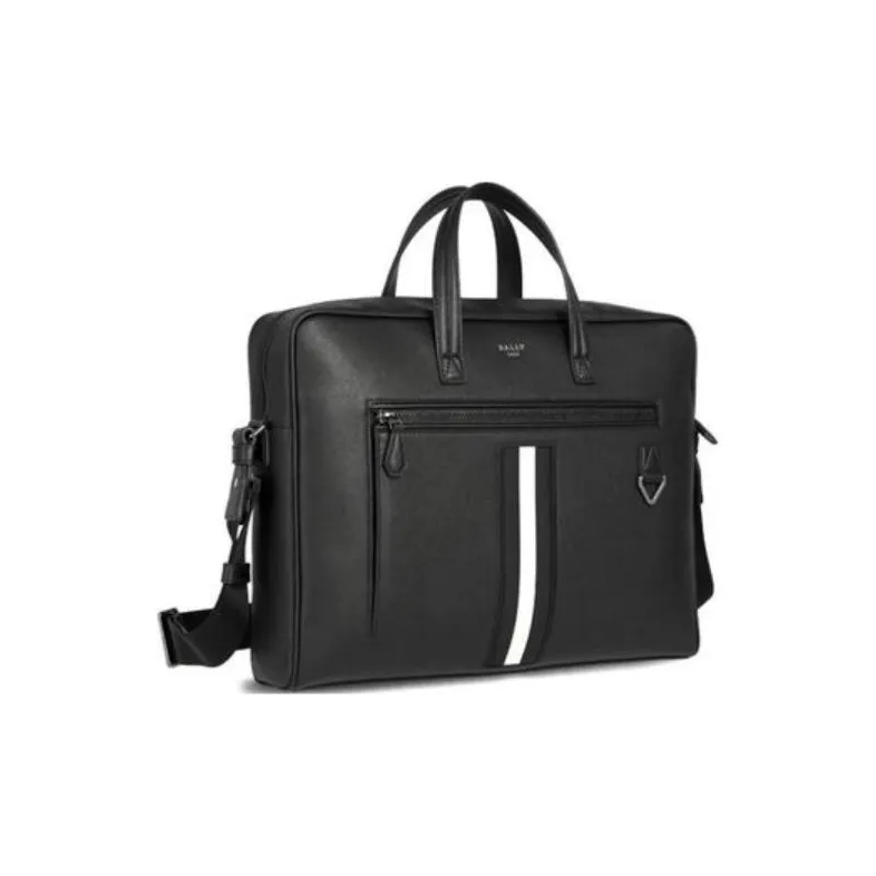 BALLY Fabric With Cow Leather Briefcase, Shoulder Bag, Crossbody Bag, Handbag Regular Men's Black-1