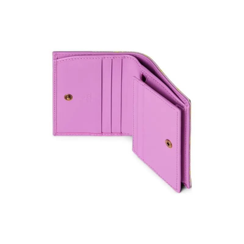 GUCCI Canvas With Leather Binding Card Women's Light Purple & Yellow-3