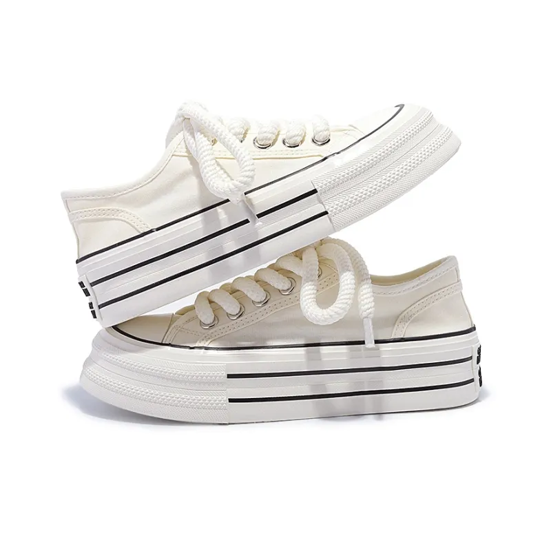 Miss Zhang Anti-Slip And Wear-Resistant Lightweight Height Increasing Cushioning Low-Top Canvas Shoes Women's-2