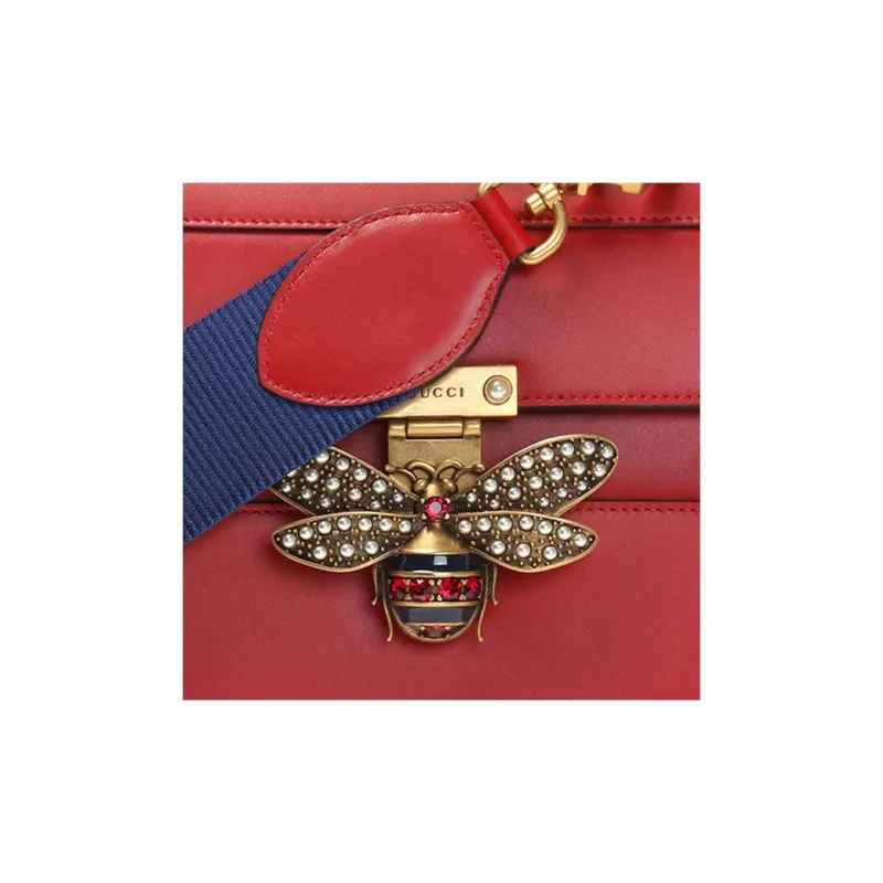 GUCCI Queen Margaret Leather Shoulder Bag Crossbody Bag Handbag Women's Red-3