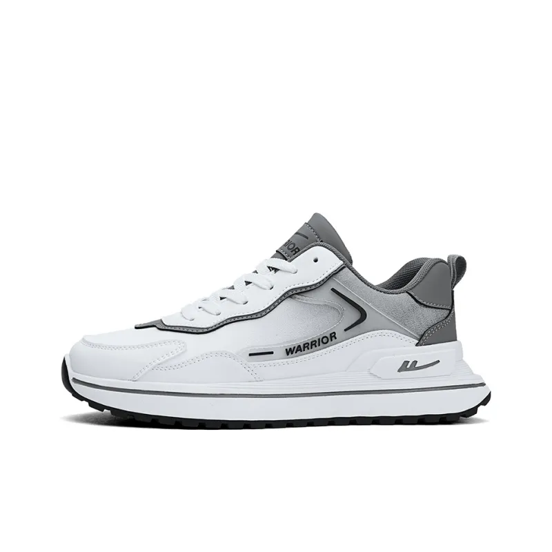 Warrior Cushioning Anti Slip And Wear Resistant Height Increasing Low Top Chunky Sneakers Men's White Gray-0