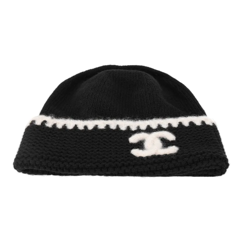 CHANEL Cashmere Beanies Unisex Black-2