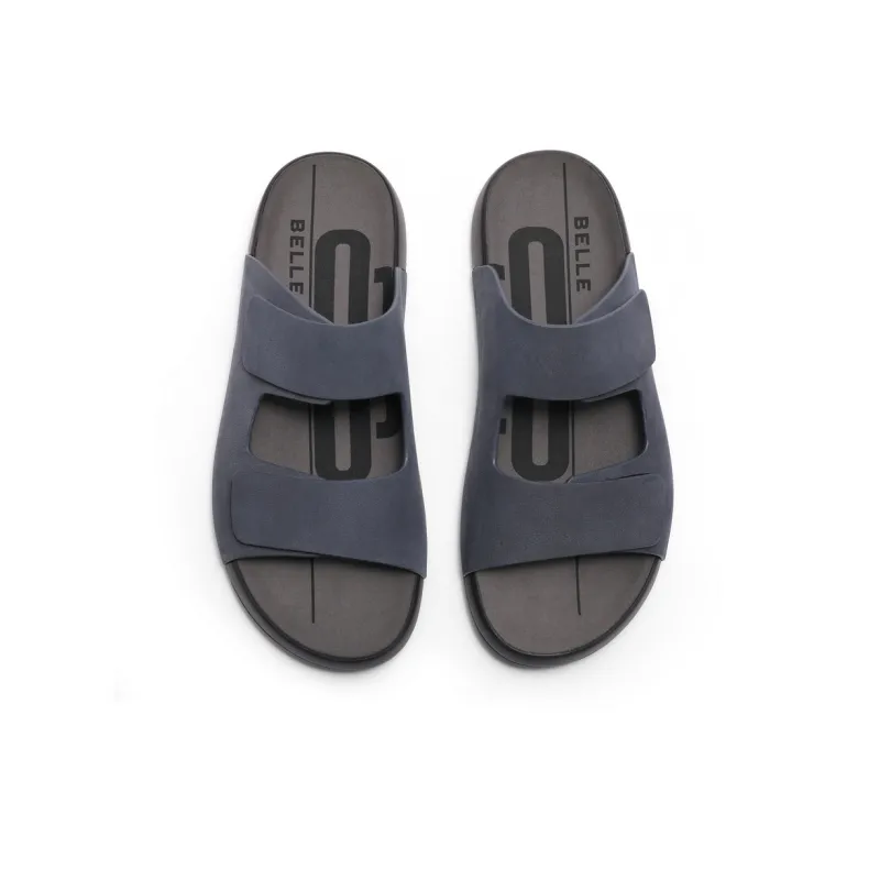 BELLE Slide Slippers Men's Gray Blue Earth Yellow-12