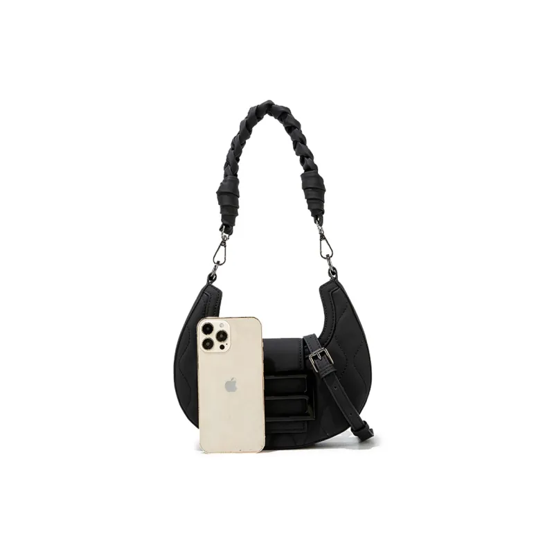MACKJANICE Polyurethane With Synthetic Leather Shoulder Bag Women's Black-5