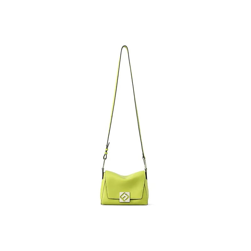 FION Cow Leather Stackable Small Square Bag, Crossbody Bag, Shoulder Bag Women's Grass Green-4