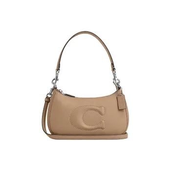 COACH Teri Cow Leather Portable Crossbody Bag Shoulder Bag Medium Size Women's Taupe