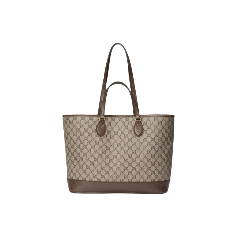 GUCCI Ophidia Canvas With Leather Tote Bag, Shopping Bag, Shoulder Bag, Handbag Medium Size Women's Beige & Ebony-2