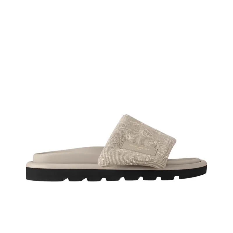LOUIS VUITTON Pool Pillow Comfort Slip Resistant Slide Slippers Women's Beige-1