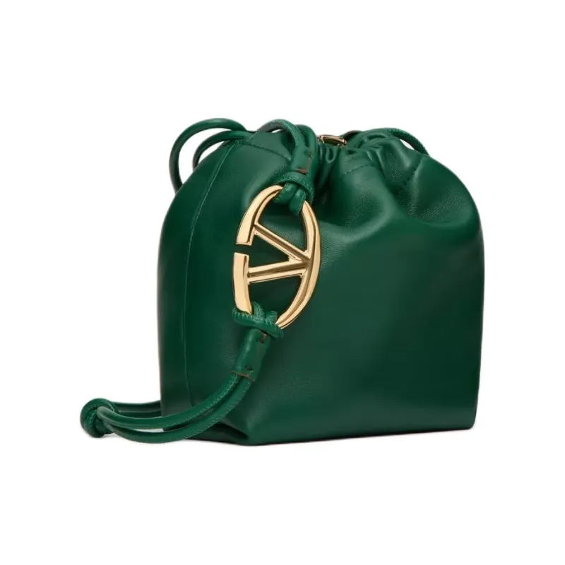 Valentino Nappa Leather Bucket Bag, Shoulder Bag, Crossbody Bag Mini Women's Green-1