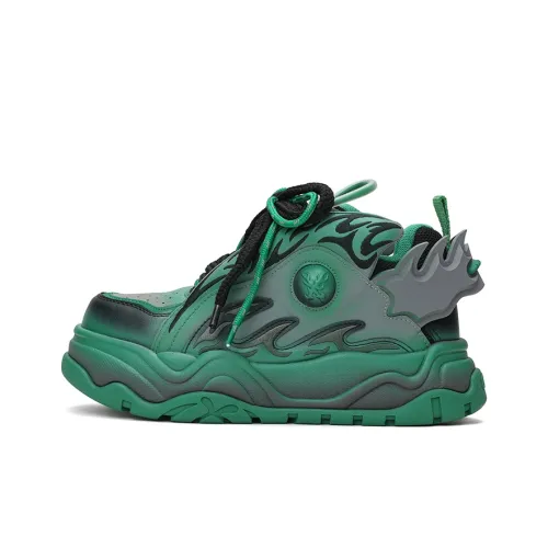 X·LUN Snowy Foot Collection Cushioning Height Increasing Slip Resistant Low Top Skateboard Shoes Unisex Green