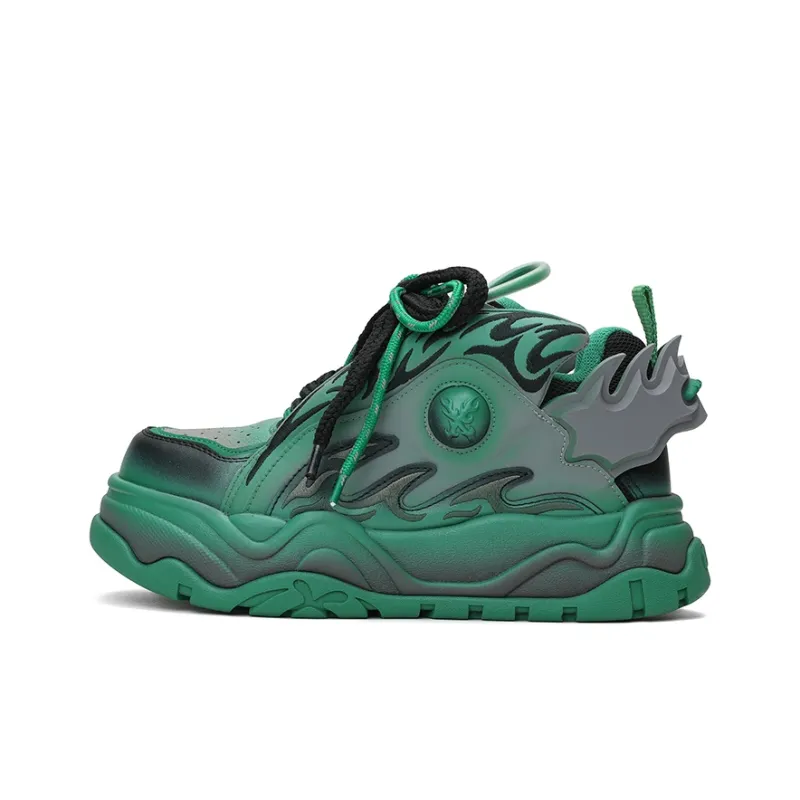 X·LUN Snowy Foot Collection Cushioning Height Increasing Slip Resistant Low Top Skateboard Shoes Unisex Green-0