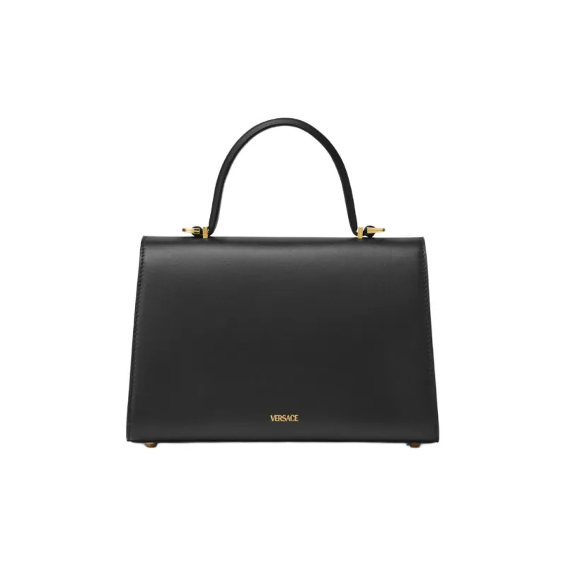 VERSACE Medusa '95 Cow Leather Shoulder Bag Crossbody Bag Handbag Medium Size Women's Black & Gold-2