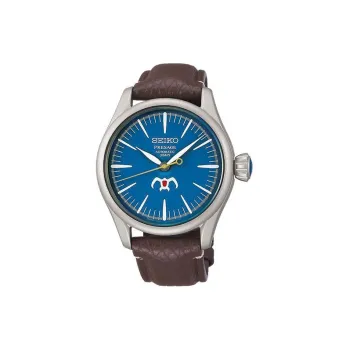 SEIKO Automatic Mechanical Movement Genuine Leather Strap Watch 40.5mm Unisex Blue Dial