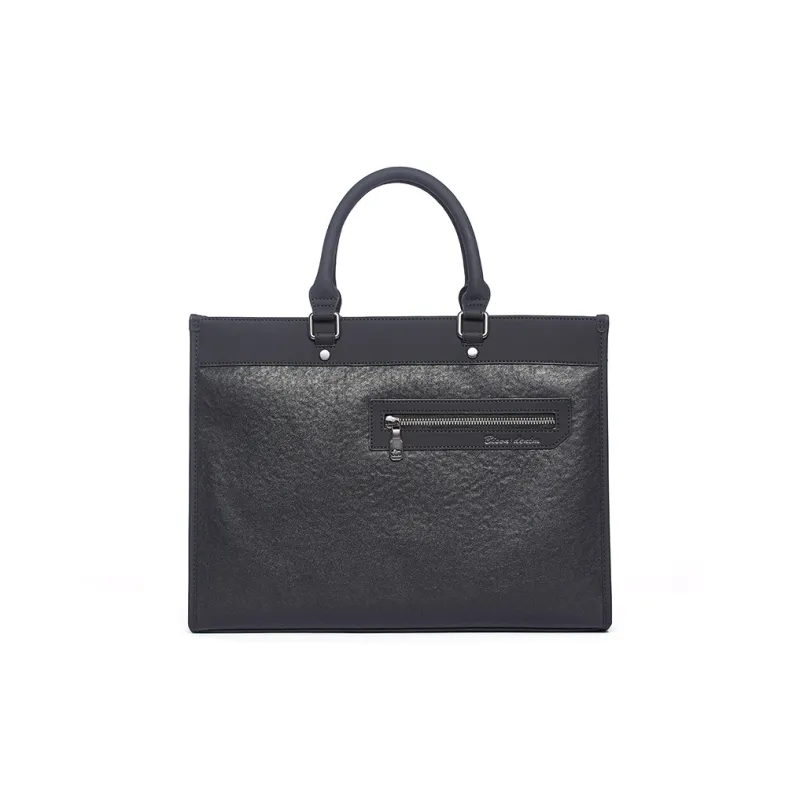 BISON DENIM Cow Leather Genuine Leather Minimalist Style Design Elegant And Versatile Bag Men's Black-2