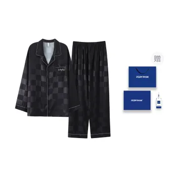 Floating Light Islands Pajama Set Men's Gift Box Set Black