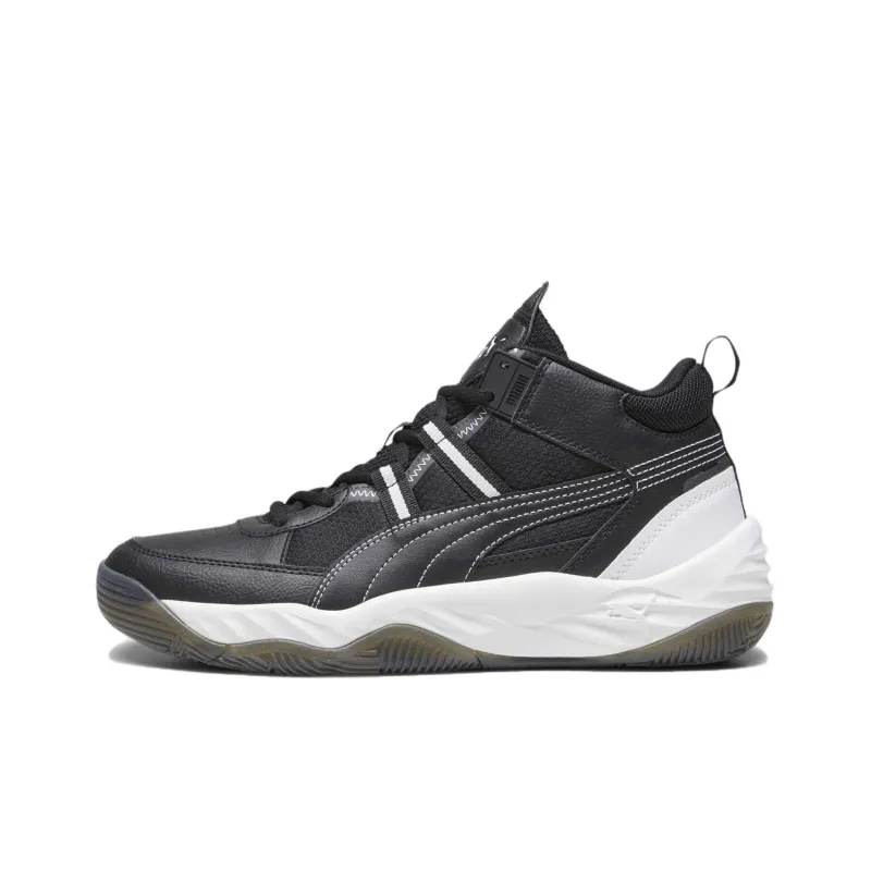 PUMA REBOUND Future NextGen Anti-Slip Wear-Resistant High-Top Casual Shoes Unisex Black White-0