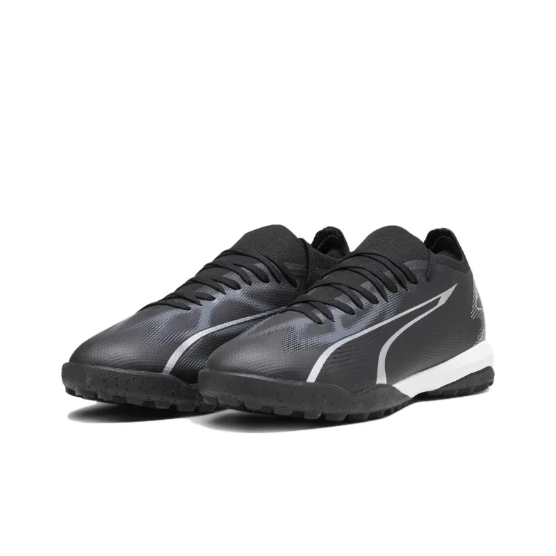PUMA Ultra Match TT Rubber Broken Studs Anti Slip Wear Resistant Soccer Shoes Men's Black White-2